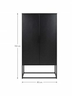 Westwing Collection Armoire industrielle en métal noir Neptun, larg. 80 x haut. 150 cm -Salle à manger Soldes Armoire industrielle en metal noir Neptun 2