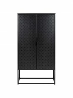 Westwing Collection Armoire industrielle en métal noir Neptun, larg. 80 x haut. 150 cm