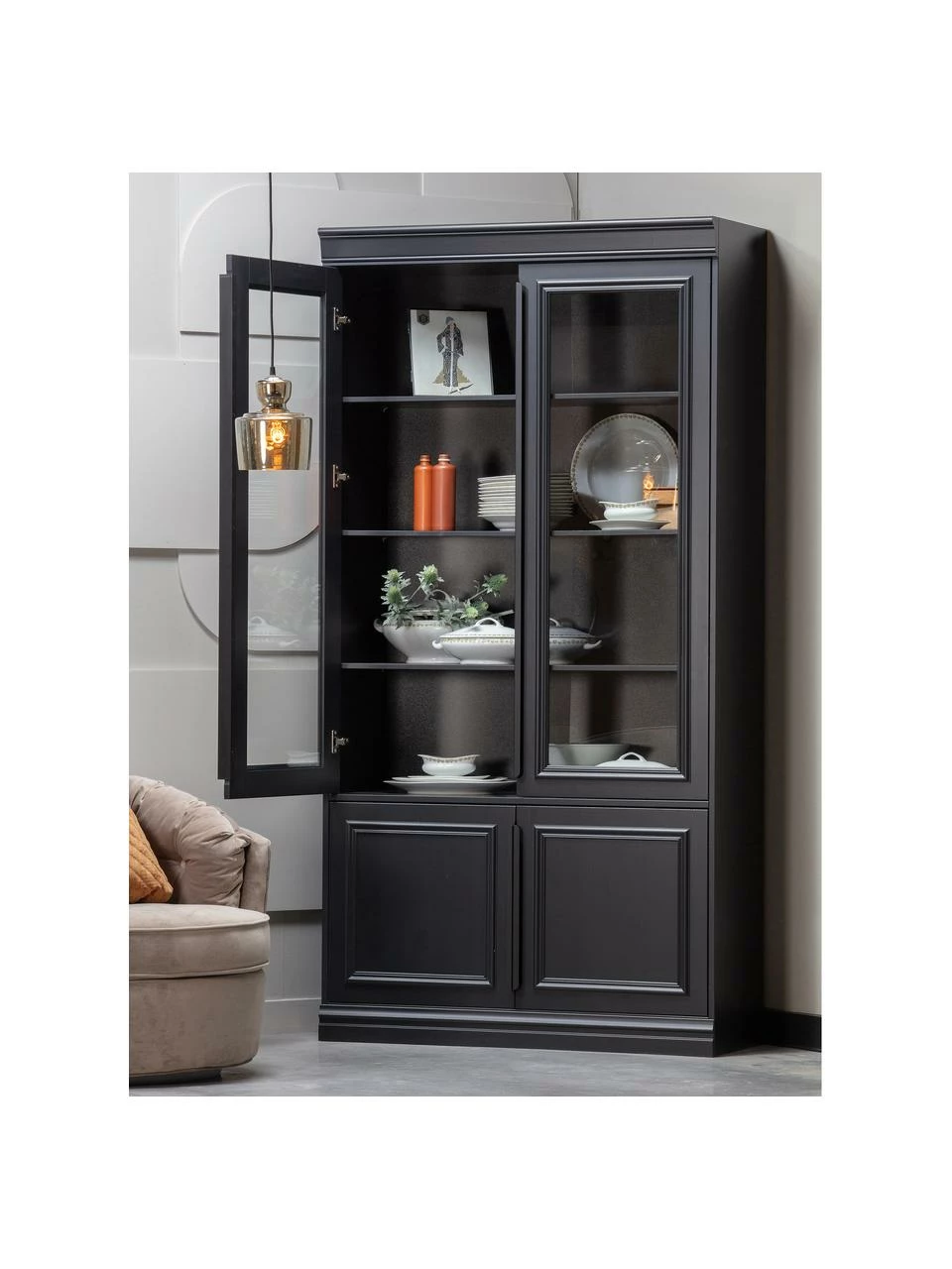 Armoire noire vitrée Organize, larg. 110 x haut. 215 cm 3 Armoire noire vitrée Organize, larg. 110 x haut. 215 cm – Image 2