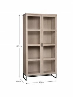 Rowico Armoire vitrée en bois Everett, larg. 95 x haut. 195 cm -Salle à manger Soldes Armoire vitree en bois Everett 2