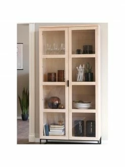 Rowico Armoire vitrée en bois Everett, larg. 95 x haut. 195 cm -Salle à manger Soldes Armoire vitree en bois Everett 4