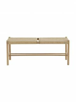 Banc bois beige avec cannage Ellan, larg. 110 x haut. 45 cm -Salle à manger Soldes Banc bois beige avec cannage Ellan 3