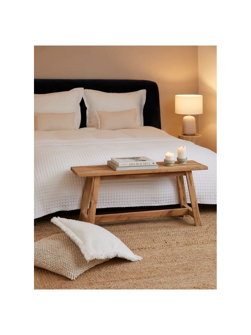 Westwing Collection Banc en bois de teck recyclé Dekorative, larg. 120 x haut. 45 cm 4 Westwing Collection Banc en bois de teck recyclé Dekorative, larg. 120 x haut. 45 cm – Image 2