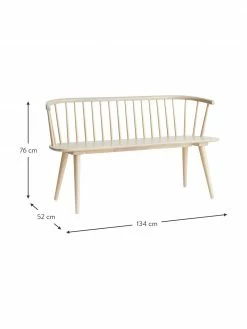 Banc en bois d'hévéa blanc crème Jolina, larg. 134 x haut. 76 cm -Salle à manger Soldes Banc en bois dhevea blanc creme Jolina 2