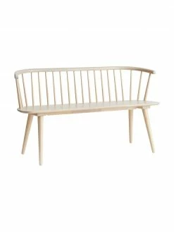 Banc en bois d'hévéa blanc crème Jolina, larg. 134 x haut. 76 cm