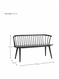 Banc en bois d'hévéa noir Jolina, larg. 134 x haut. 76 cm -Salle à manger Soldes Banc en bois dhevea noir Jolina 2