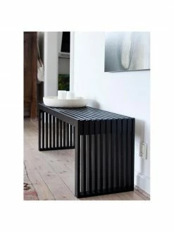 Banc moderne bois massif acajou noir Rib, larg. 104 x haut. 43 cm -Salle à manger Soldes Banc moderne bois massif acajou noir Rib 2