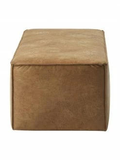 Westwing Collection Banc rembourré en cuir brun Sanja, larg. 122 x prof. 54 cm -Salle à manger Soldes Banc rembourre en cuir brun Sanja 3