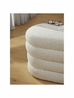 Westwing Collection Banquette tissu bouclé blanc crème Alto, larg. 110 x haut. 47 cm -Salle à manger Soldes Banquette tissu boucle blanc creme Alto 2