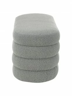 Westwing Collection Banquette tissu bouclé gris Alto, larg. 110 x haut. 47 cm -Salle à manger Soldes Banquette tissu boucle gris Alto 4