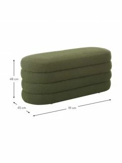 Westwing Collection Banquette tissu bouclé vert Alto, larg. 110 x haut. 47 cm -Salle à manger Soldes Banquette tissu boucle vert Alto 2