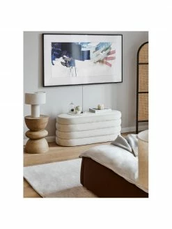 Westwing Collection Banquette velours blanc crème Alto, larg. 110 x haut. 47 cm -Salle à manger Soldes Banquette velours blanc creme Alto 2