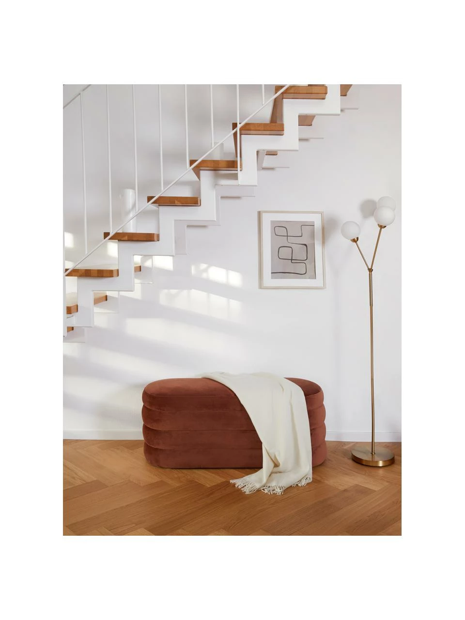 Westwing Collection Banquette velours brun Alto, larg. 110 x haut. 47 cm 4 Westwing Collection Banquette velours brun Alto, larg. 110 x haut. 47 cm – Image 2