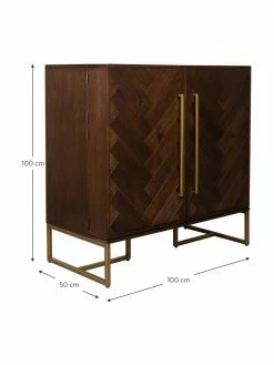 Dutchbone Casier à bouteilles à motif chevrons plaqué acacia Classy, larg. 100 x haut. 100 cm -Salle à manger Soldes Casier a bouteilles a motif chevrons plaque acacia Classy 2