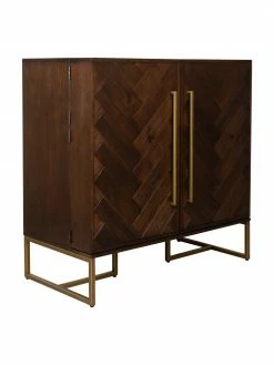 Dutchbone Casier à bouteilles à motif chevrons plaqué acacia Classy, larg. 100 x haut. 100 cm