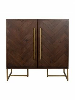 Dutchbone Casier à bouteilles à motif chevrons plaqué acacia Classy, larg. 100 x haut. 100 cm -Salle à manger Soldes Casier a bouteilles a motif chevrons plaque acacia Classy 3