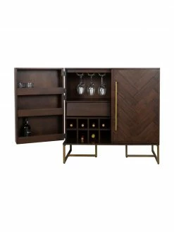 Dutchbone Casier à bouteilles à motif chevrons plaqué acacia Classy, larg. 100 x haut. 100 cm -Salle à manger Soldes Casier a bouteilles a motif chevrons plaque acacia Classy 5