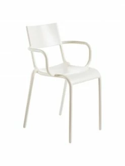 Kartell Chaise à accoudoirs blanche Generic A, empilable, larg. 53 x haut. 52 cm