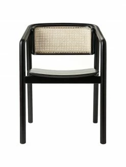 Westwing Collection Chaise à accoudoirs noire cannage Gali, larg. 56 x prof. 55 cm -Salle à manger Soldes Chaise a accoudoirs noire cannage Gali 4