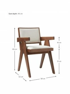 Westwing Collection Chaise à accoudoirs rembourrée Sissi, larg. 58 x prof. 52 cm -Salle à manger Soldes Chaise a accoudoirs rembourree Sissi 2