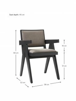 Westwing Collection Chaise à accoudoirs rembourrée Sissi, larg. 58 x prof. 52 cm -Salle à manger Soldes Chaise a accoudoirs rembourree Sissi 8
