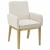 Westwing Collection Chaise à accoudoirs rembourrée couleur crème Koga, larg. 54 x haut. 86 cm