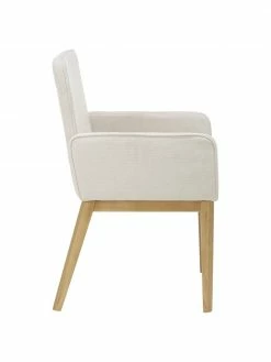 Westwing Collection Chaise à accoudoirs rembourrée couleur crème Koga, larg. 54 x haut. 86 cm -Salle à manger Soldes Chaise a accoudoirs rembourree couleur creme Koga 4