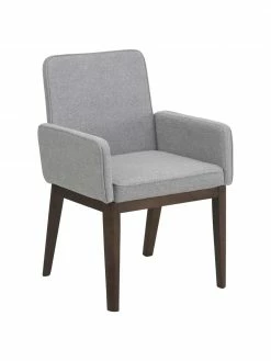 Westwing Collection Chaise à accoudoirs rembourrée grise Koga, larg. 54 x haut. 86 cm