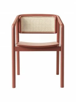 Westwing Collection Chaise à accoudoirs terracotta cannage Gali, larg. 56 x prof. 55 cm -Salle à manger Soldes Chaise a accoudoirs terracotta cannage Gali 4