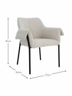 Chaise à accoudoirs tissu bouclé blanc Effekt, 2 pièces, larg. 73 x prof. 54 cm -Salle à manger Soldes Chaise a accoudoirs tissu boucle blanc Effekt 2 pieces 2