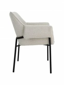 Chaise à accoudoirs tissu bouclé blanc Effekt, 2 pièces, larg. 73 x prof. 54 cm -Salle à manger Soldes Chaise a accoudoirs tissu boucle blanc Effekt 2 pieces 4