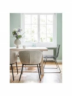 Chaise à accoudoirs tissu bouclé gris Feels, larg. 64 x prof. 60 cm -Salle à manger Soldes Chaise a accoudoirs tissu boucle gris Feels 2