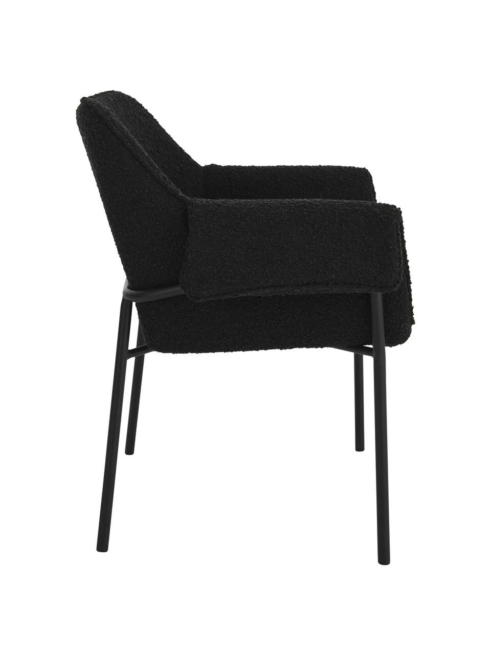 Chaise à accoudoirs tissu bouclé noir Effekt, 2 pièces, larg. 73 x prof. 54 cm 8 Chaise à accoudoirs tissu bouclé noir Effekt, 2 pièces, larg. 73 x prof. 54 cm – Image 6