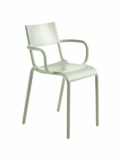 Kartell Chaise à accoudoirs vert sauge Generic A, empilable, larg. 53 x haut. 52 cm