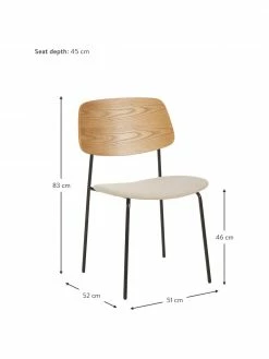 Westwing Collection Chaise avec assise rembourrée Nadja, 2 pièces, larg. 51 x prof. 52cm -Salle à manger Soldes Chaise avec assise rembourree Nadja 2 pieces 2