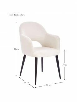 Westwing Collection Chaise beige à accoudoirs Rachel, larg. 52 x prof. 59 cm -Salle à manger Soldes Chaise beige a accoudoirs Rachel 2