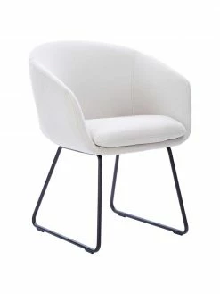 Westwing Collection Chaise blanche rembourrée à accoudoirs Juri, larg. 58 x prof. 58 cm