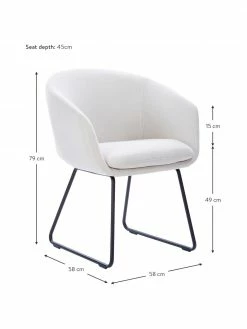 Westwing Collection Chaise blanche rembourrée à accoudoirs Juri, larg. 58 x prof. 58 cm 12 Westwing Collection Chaise blanche rembourrée à accoudoirs Juri, larg. 58 x prof. 58 cm -Salle à manger Soldes Chaise blanche rembourree a accoudoirs Juri 4