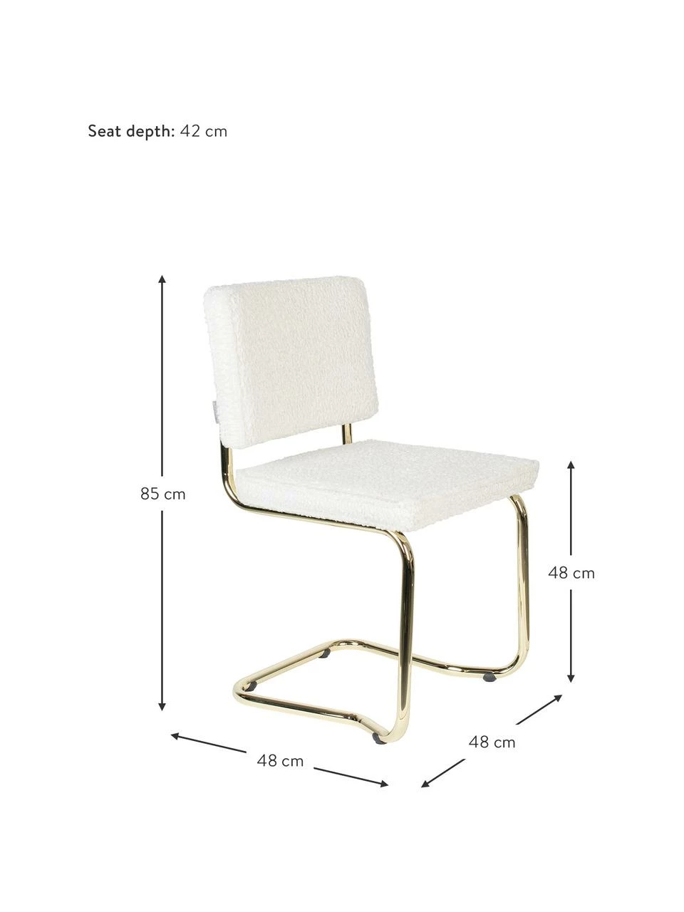 Zuiver Chaise cantilever tissu peluche Kink, larg. 48 x prof. 48 cm 5 Zuiver Chaise cantilever tissu peluche Kink, larg. 48 x prof. 48 cm – Image 3