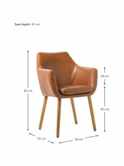 Chaise cuir synth&eacute;tique pieds en bois Nora, larg. 56 x prof. 55 cm -Salle à manger Soldes Chaise cuir synthetique pieds en bois Nora 2