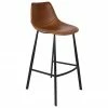 Dutchbone Chaise de bar en cuir synthétique Franky, larg. 50 x haut. 106 cm -Salle à manger Soldes Chaise de bar en cuir synthetique Franky