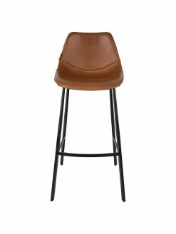 Dutchbone Chaise de bar en cuir synthétique Franky, larg. 50 x haut. 106 cm -Salle à manger Soldes Chaise de bar en cuir synthetique Franky 5