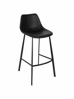 Dutchbone Chaise de bar en cuir synthétique Franky, larg. 50 x haut. 106 cm