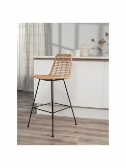 Westwing Collection Chaise de bar polyrotin Costa, larg. 56 x haut. 110 cm -Salle à manger Soldes Chaise de bar polyrotin Costa 2