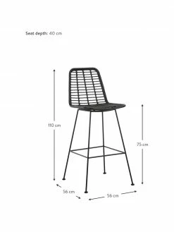 Westwing Collection Chaise de bar polyrotin Costa, larg. 56 x haut. 110 cm 10 Westwing Collection Chaise de bar polyrotin Costa, larg. 56 x haut. 110 cm -Salle à manger Soldes Chaise de bar polyrotin Costa 8