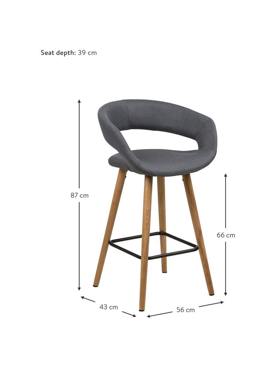 Chaise de comptoir Grace, 2 pièces, larg. 56 x haut. 87 cm 5 Chaise de comptoir Grace, 2 pièces, larg. 56 x haut. 87 cm – Image 3