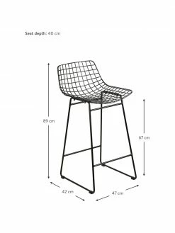 HKliving Chaise de comptoir design métal Wire, larg. 47 x haut. 89 cm -Salle à manger Soldes Chaise de comptoir design metal Wire 2