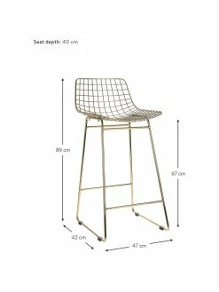 HKliving Chaise de comptoir en métal Wire, 2 pièces, larg. 47 x haut. 89 cm -Salle à manger Soldes Chaise de comptoir en metal Wire 2 pieces 2