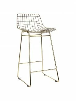 HKliving Chaise de comptoir en métal Wire, 2 pièces, larg. 47 x haut. 89 cm