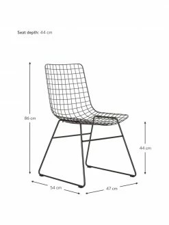 HKliving Chaise design métal Wire, larg. 47 x prof. 54 cm -Salle à manger Soldes Chaise design metal Wire 8